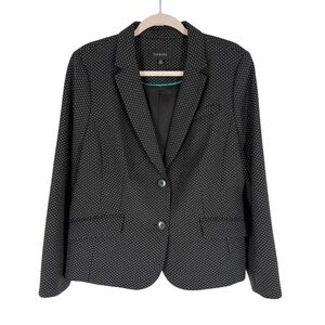 Talbots Blazer Womens Size 14 Black Dot Print 2-Button Classic Jacket